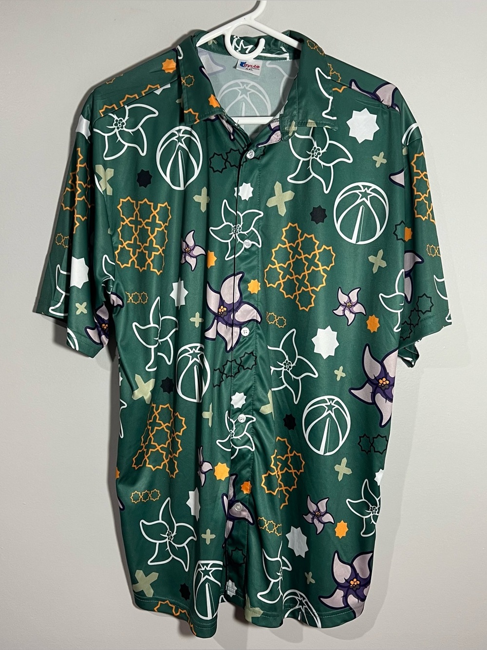 Coyote Washington Wizards Basketball Green Short Sleeve Hawaiian Shirt Mens XL